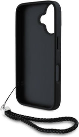 Karl Lagerfeld Quilted Initial Logo with Chain Strap Case for iPhone 16 6.1" Black - KLHCP16SPSQSKLSMSK