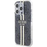 Guess IML 4G Gold Stripe Hard Case for iphone 15 Pro 6.1" Black - GUHCP15LH4PSEGK