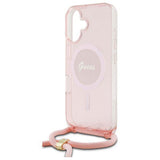 Guess Crossbody Cord Script Case with MagSafe iPhone 16 6.1" Pink - GUHMP16SHCTSGNSP