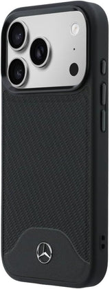 Mercedes Benz Wood Effect and Curve Leather Case with MagSafe for iPhone 17 Pro 6.3" Black - MEHMP17L25PCBPWK