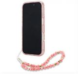 Guess IML Flowers Allover Electro and Pearl Strap Case with MagSafe for iPhone 16 Pro Max 6.9" Pink - GUHMP16XHCPOFPP