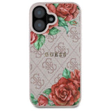 Guess 4G Flower Printed Hardcase with MagSafe for iPhone 16 6.1" Pink - GUHMP16SP4ROPEMCP