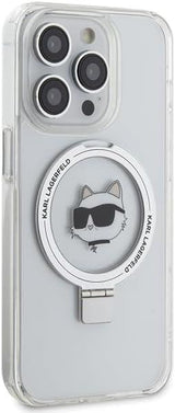 Karl Lagerfeld Choupette Head with MagSafe & Ring Stand for iphone 15 Pro Max 6.7" Transparent - KLHMP15XHMRSCHH