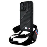 BMW M Series Carbon Stripe & Strap Case for iPhone 16 6.1" Black - BMHCP16S23PSCCK