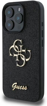Guess PU Fixed Glitter 4G Metal Logo Case for iphone 16 Pro 6.3" Black - GUHCP16LHG4SGK