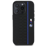 BMW Silicone Hexagon Blue Line Case with MagSafe for iPhone 16 Pro Max 6.9" Black - BMHMP16X23SHEB