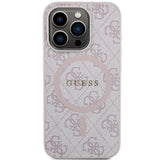 Guess 4G Collection Leather Metal Logo with MagSafe Hard Case for iphone 15 Pro 6.1" Pink - GUHMP15LG4GFRP