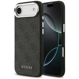 Guess PU Leather 4G Logo Silver Frame Case for iPhone 17 Air 6.5" Black - GUHMP17MP4GSSMCK
