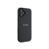Guess Grained Gold Ring Case with MagSafe for iPhone 16 6.1" Black - GUHMP16SPGHSMMK