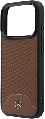 Mercedes Benz Wood Effect and Curve Leather Case with MagSafe for iPhone 17 Pro 6.3" Brown - MEHMP17L25PCBPWA