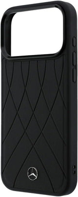 Mercedes Benz Crossed Lines Leather Case with MagSafe for iPhone 17 Pro Max 6.9" Black - MEHMP17X25PSECLK