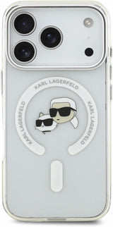 Karl Lagerfeld IML Karl & Choupette Head Metal Frame Case with MagSafe for iPhone 17/18 Pro 6.3" Clear - KLHMP18LHLSKCH