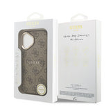 Guess PU Leather 4G Gold Frame Case with MagSafe for iPhone 17 6.3" Brown - GUHMP17SP4MSEGCW