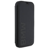 BMW Signature Leather Wordmark Bookcase for iPhone 16 6.1" Black - BMBKP16S23RMRLK