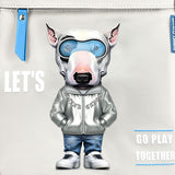 Nimmy Cool & Cute 2.0 Blue Terrier Dog Laptop Backpack with Detachable Pouch Grey - N-KM-DNBB-019