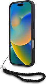 Karl Lagerfeld Quilted Initial Logo with Chain Strap Case for iPhone 16 Pro Max 6.9" Black - KLHCP16XPSQSKLSMSK