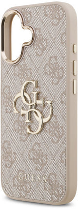 Guess PU Leather 4G Big Logo Gold Frame Case for iPhone 17 6.3" Pink - GUHCP17S4GMGCPI
