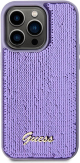 Guess Sequin Script Metal Hard Case for iphone 15 Pro Max 6.7" Purple - GUHCP15XPSFDGSU