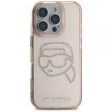 Karl Lagerfeld IML Rhinestones Karl Head Case for iPhone 16 Pro 6.3" Pink- KLHCP16LHKHDCELP