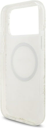 Guess IML Flowers Electro Pearl Strap MagSafe Case for iPhone 17/18 Pro Max 6.9" White - GUHMP18XHCPOFPH
