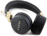 Guess 4G PU Leather with Metal Logo Wireless Headphones Black - GUBH704GEMK