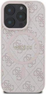 Guess Leather 4G Ring Classic Logo Hardcase with MagSafe for iphone 16 Pro 6.3" Pink- GUHMP16LG4GFRP