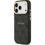 Guess PU Leather 4G Gold Frame Case with MagSafe for iPhone 17 Pro 6.3" Black -GUHMP17LP4MSEGCK