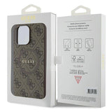 Guess 4G Collection Leather Metal Logo with MagSafe Hard Case for iphone 15 Pro Max 6.7" Brown - GUHMP15XG4GFRW