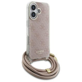 Guess 4G Crossbody Cord Print Case for iPhone 16 6.1" Pink - GUHCP16SHC4SEP
