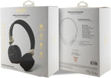 Guess 4G PU Leather with Metal Logo Wireless Headphones Black - GUBH704GEMK
