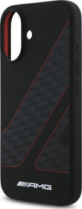 Mercedes Benz AMG Checkered Flag Pattern Case with MagSafe for iPhone 16 6.1" Black & Red - AMHMP16S2SCFR