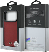 Mercedes Benz Bow Line Leather Case with MagSafe for iPhone 17 Pro Max 6.9" Red - MEHMP17X25PMERCR