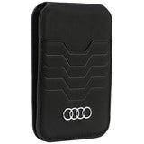 Audi Leather Wallet Card MagSafe Magnetic with Stand Black - AU-MSCH-GT-D3-BK