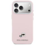 Karl Lagerfeld Karl & Choupette Head Pins Saffiano Case with MagSafe iPhone 17 Pro 6.3" Pink - KLHMP17L6PFKCLP