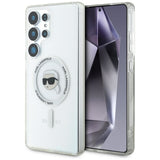 Karl Lagerfeld Button Karl Head Printed Logo Case with MagSafe for Samsung Galaxy S25 Ultra 6.9" Clear - KLHMS25LHLSKIH