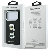 Karl Lagerfeld Saffiano Karl & Choupette Heads Pins Logo Case for iPhone 17/18 Pro Max 6.9" Black - KLHCP18XPSWFDHPK