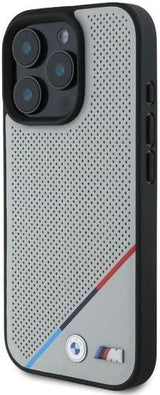 BMW M Perforated Tricolor Line Case with MagSafe for iPhone 16 Pro Max 6.9" Grey - BMHMP16X23PUPDG