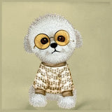 Nimmy Glasses Cool Dog Shoulder Crossbody Bag Khaki - N-YJ-XB-02