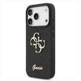 Guess PU Fixed Glitter Big 4G Metal Logo Case for iPhone 17 Pro 6.3" Black - GUHCP17LHG4SGK