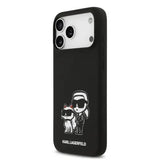 Karl Lagerfeld Liquid Silicone Karl and Choupette Sketch Case with MagSafe for iPhone 17 Pro Max 6.9" Black - KLHMP17XSKCGRGOK