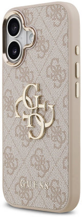 Guess PU Leather 4G Big Logo Gold Frame Case for iPhone 17 6.3" Pink - GUHCP17S4GMGCPI