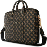 Guess 4G Peony Triangle Logo Front Pocket Zipper 16" Laptop Bag Black/Brown - GUCB16PGPOSGNK