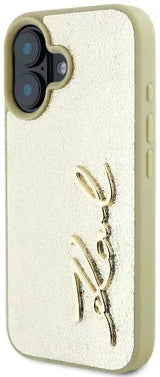 Karl Lagerfeld Metal Signature Case for iPhone 16 6.1" Gold - KLHCP16SPFMFBKMD