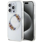 Guess IML Flowers Wreatch with MagSafe Hard Case for iphone 15 Pro 6.1" Transparent - GUHMP15LHFWFCT