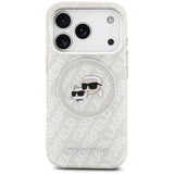Karl Lagerfeld IML Glitter Karl & Choupette Heads Logo Case with MagSafe for iPhone 17 Pro Max 6.9" Grey - KLHMP17XHMKBKCHOG