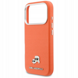 Karl Lagerfeld Karl & Choupette Head Pins Saffiano Case with MagSafe for iPhone 17 Pro 6.3" Orange - KLHMP17L6PFKCLO