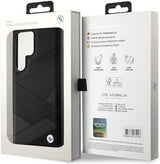 BMW Signature Leather Crossing Lines Pattern Hard Case for Samsung Galaxy S24 Ultra 6.8" Black - BMHCS24L23RCGPK