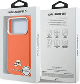 Karl Lagerfeld Karl & Choupette Head Pins Saffiano Case with MagSafe iPhone 17 Pro Max 6.9" Orange - KLHMP17X6PFKCLO