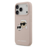 Karl Lagerfeld Liquid Silicone Karl and Choupette Head Case for iPhone 17 Pro 6.3" Pink - KLHMP17LSKCHPPLP