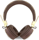 Guess 4G PU Leather with Metal Logo Wireless Headphones Brown - GUBH704GEMW